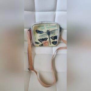 Velez genuine colombian leather dragonfly printed crossbady bag.
